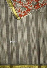 Soft Muslin cotton rose prints with tissue border - Brick red